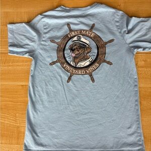 Vineyard Vines Light Blue 'First Mate' Dog Captain Graphic Tee